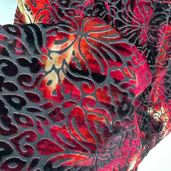 Catherines Womens Velvet Burnout Tunic Top Size 3X Dark Floral 3/4 Sleeve V Neck - Picture 4 of 8